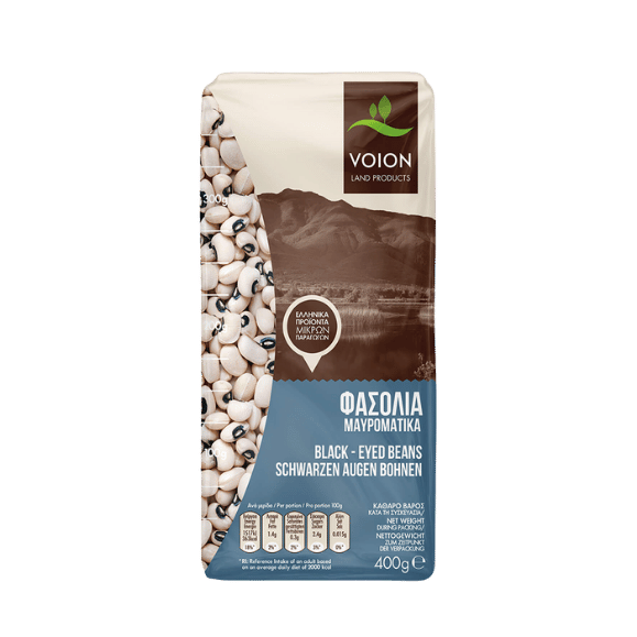 Schwarzaugenbohnen (400g) Voion von Voion bei Araxxon  - Hochwertiges griechisches Produkt.   Schwarzaugenbohnen (400g) Voion από Voion στο Araxxon  - Αυθεντικό ελληνικό προϊόν.